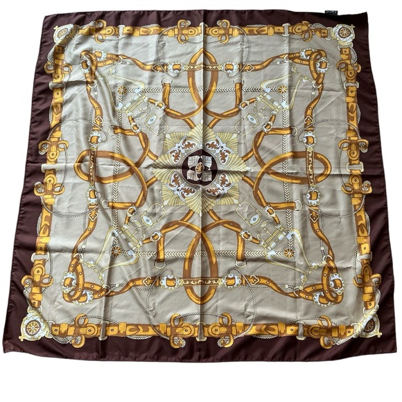Vintage Cejon women’s satin equestrian scarf 34x30 square scarf - Picture 1 of 6